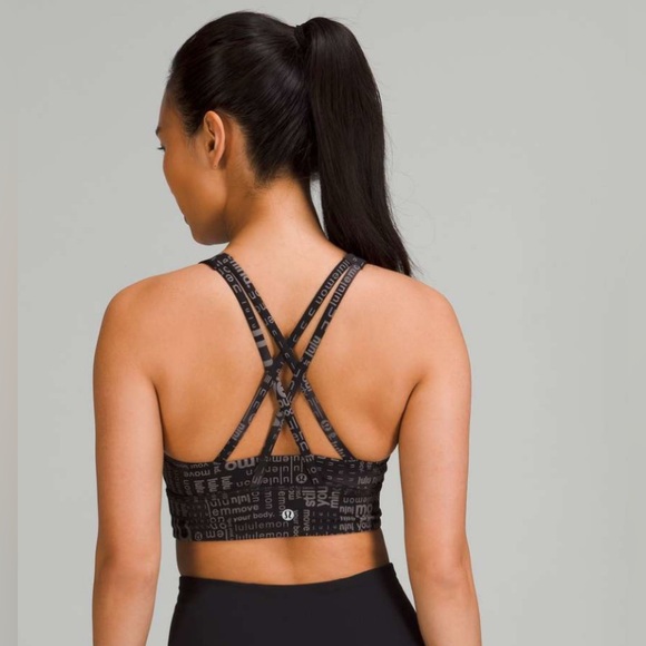 Lululemon Energy High-Neck Longline Bra -Ombre Black Multi - Picture 1 of 7